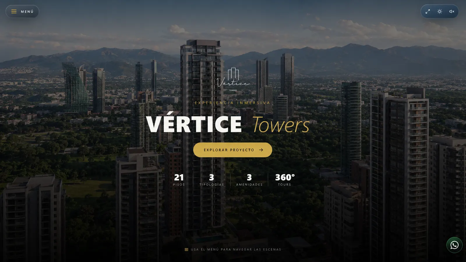 VÉRTICE Towers — concepto INMERZA, torre residencial urbana entre montañas